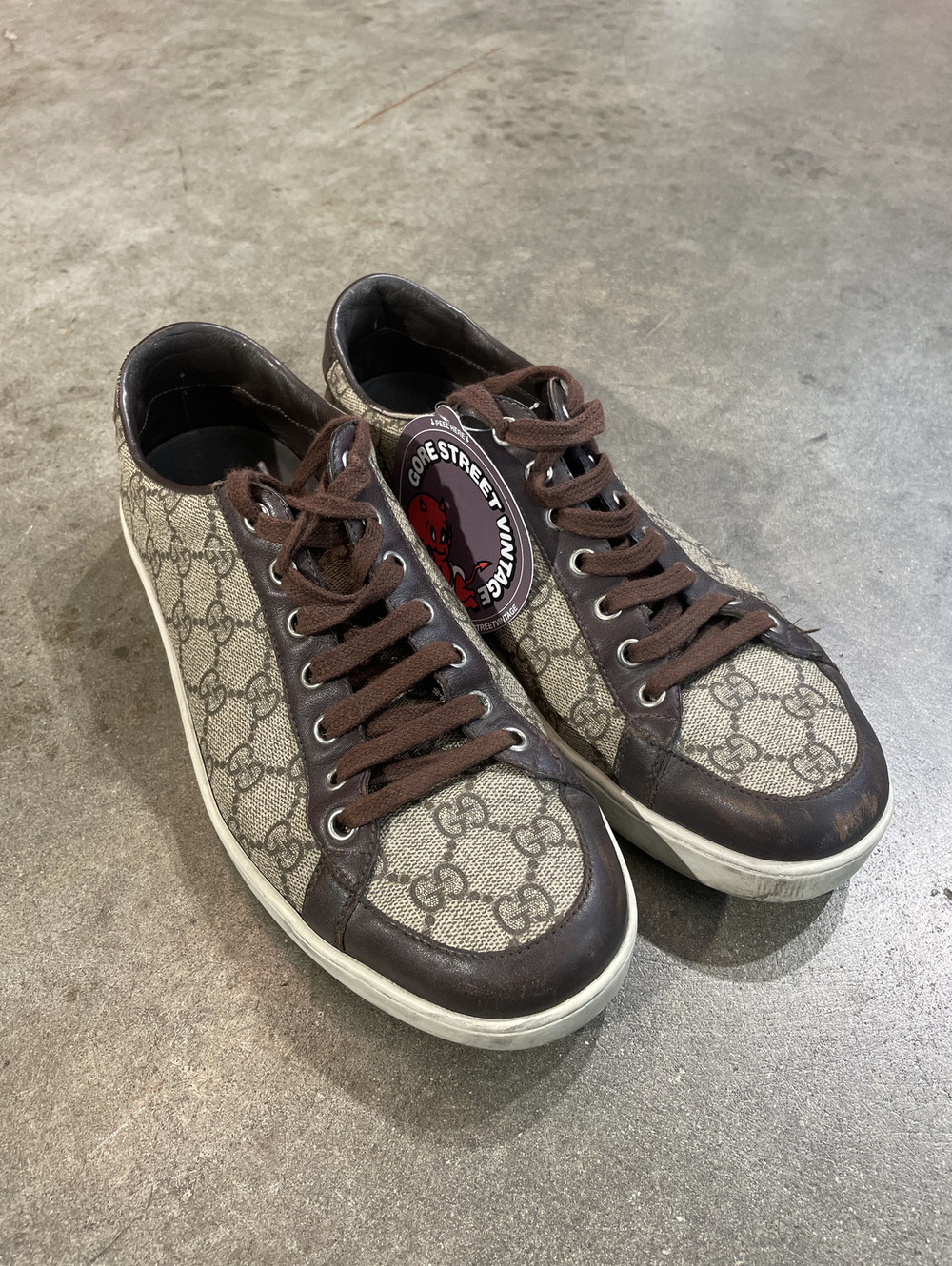 Gucci Monogram Leather low Trainers Size 7.5